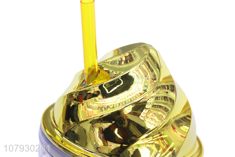 New product sequined plastic water cup tumbler with straw for girls