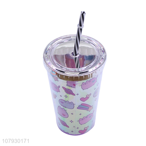 China <em>manufacturer</em> reusable water juice coffee cup with lid & straw