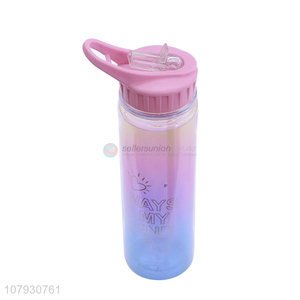 China imports ins drinking bottle gradient color plastic water bottle with straw