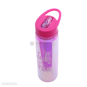 Good quality portable straw drinking bottle plastic drinking bottle for ladies