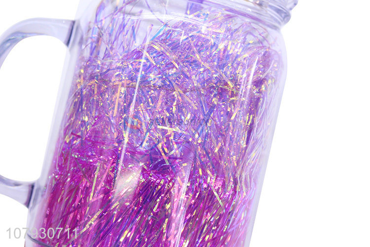 Latest arrival ladies travel mug plastic driniking cup with straw & handle