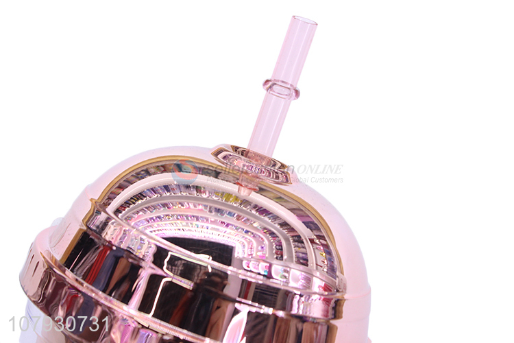 Wholesale luxury metallic color plastic drinking cup coffee tumbler with straw