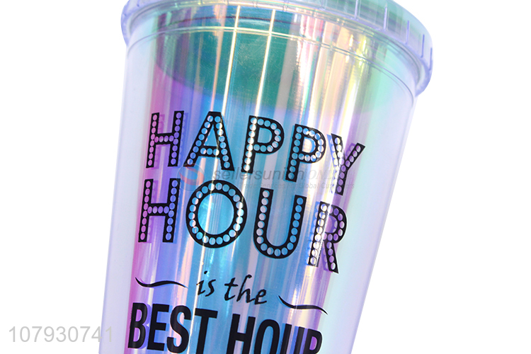 Promotional items reusable plastic water cup tumbler with straw for girls
