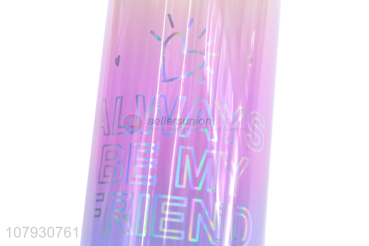 China imports ins drinking bottle gradient color plastic water bottle with straw