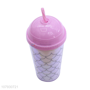 Wholesale stylish summer plastic travel tumbler milk tea cup with straw
