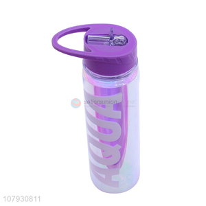 High quality ladies girls plastic water bottle straw drinking bottle with handle