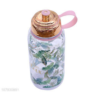 High quality green plant leaf pattern plastic water bottle jumbo drinking bottles