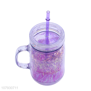 Latest arrival ladies <em>travel</em> <em>mug</em> plastic driniking cup with straw & handle