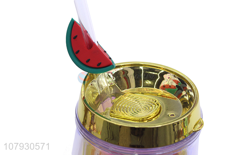 Yiwu market summer double-walled straw cup juice cup with straw