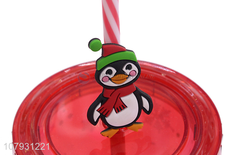 China manufacturer plastic straw cup Christmas drinking cup with straw