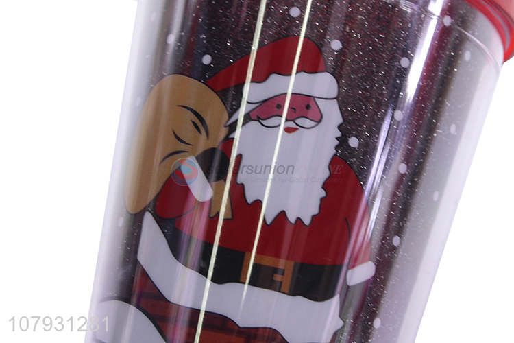 New product non-toxic plastic Christmas drinking cup tumbler with straw & lid