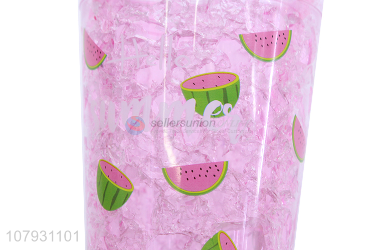 Customized reusable ice gel cooling tumbler cold drinks cup with lid & straw