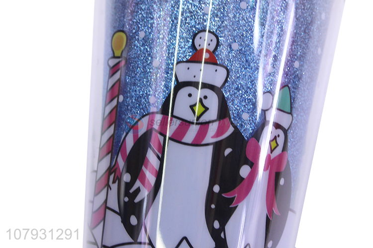 China factory plastic Christmas straw cups Christmas tumbler with straw