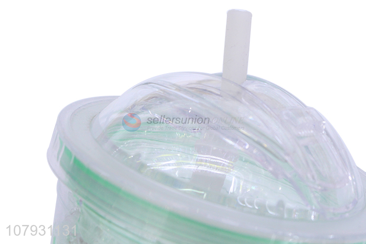 Wholesale plastic cooling tumbler with straw pressing type straw drinking cups