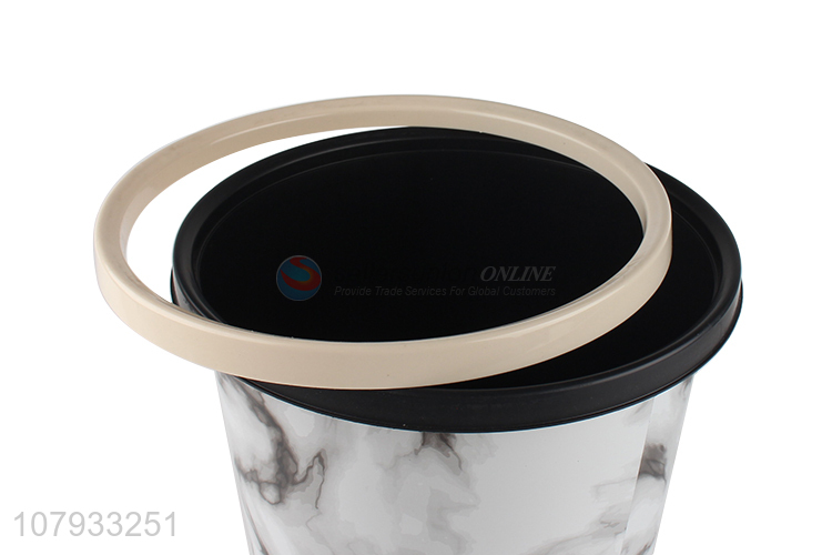 Creative grey imitation marble plastic trash can household toilet wastebasket