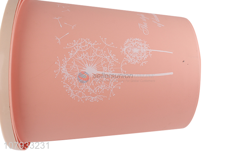 Yiwu wholesale pink frosted dandelion printing plastic trash can
