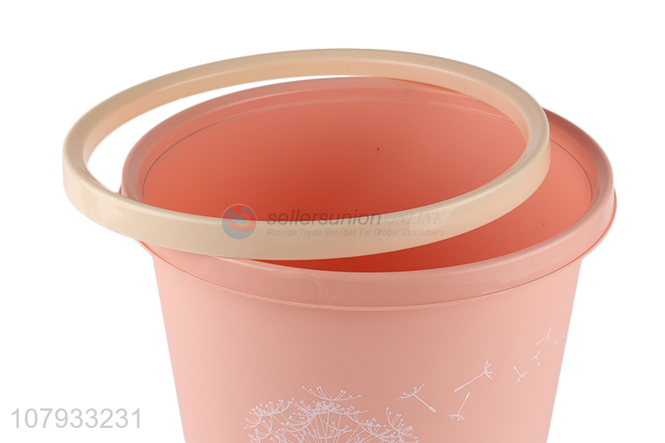 Yiwu wholesale pink frosted dandelion printing plastic trash can