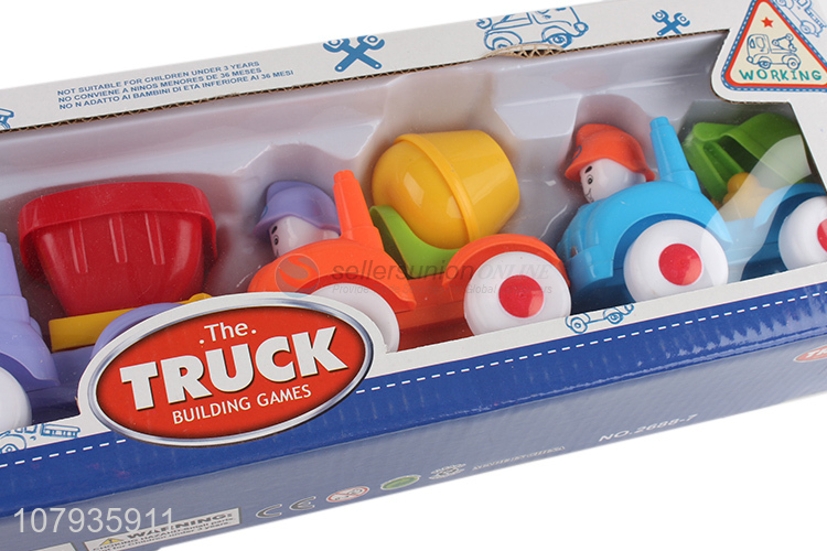 New arrival colourful plastic cartoon truck toys set with high quality