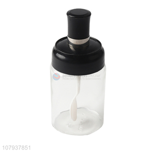 Hot selling airtight moistureproof glass seasoning jar salt can with spoon