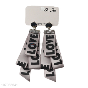 Hot products fashion <em>love</em> letter ribbon earrings jewelry wholesale