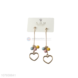Low price decorative women jewelry earrings with long heart shape pendant