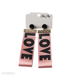 Personalized design <em>love</em> letter ribbon stud earrings for women jewelry