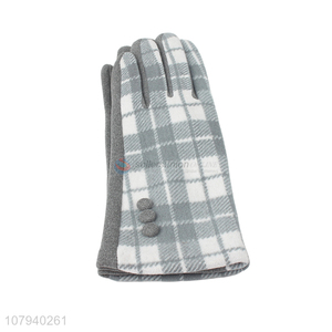 China <em>manufacturer</em> women winter gloves check pattern driving cycling gloves