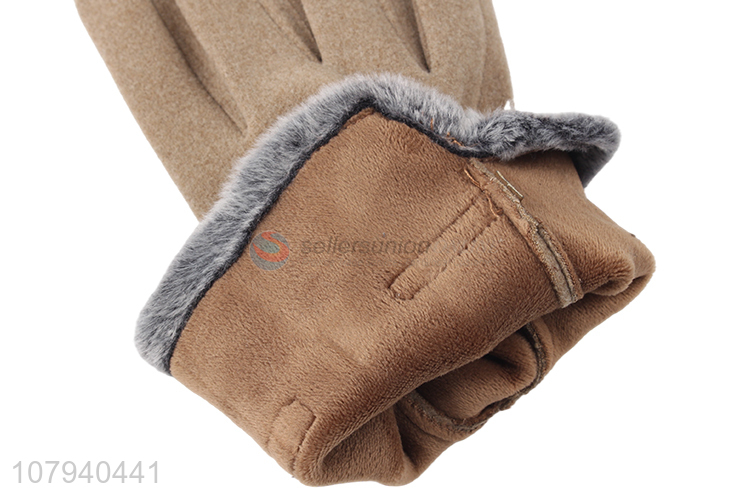 Online wholesale fashionable men winter faux fur mouth gloves for cycling