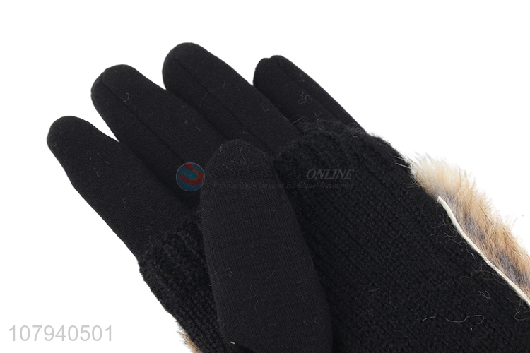 Wholesale ladies winter gloves real fur cycling gloves with high quality