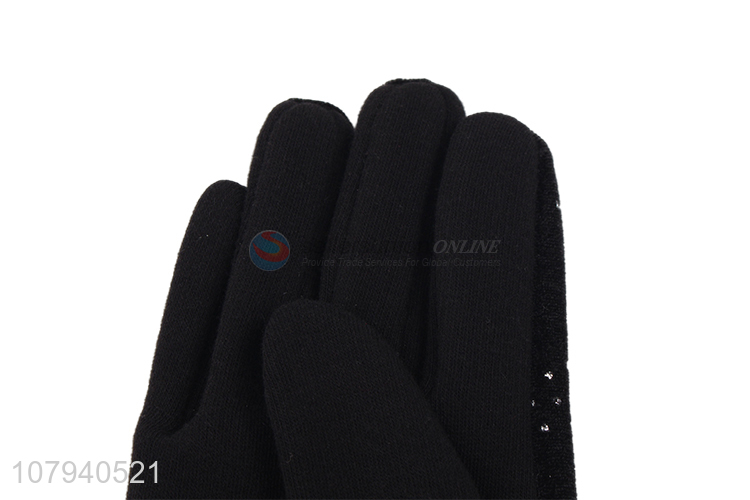 China manufacturer ladies winter gloves star printed suede cycling gloves