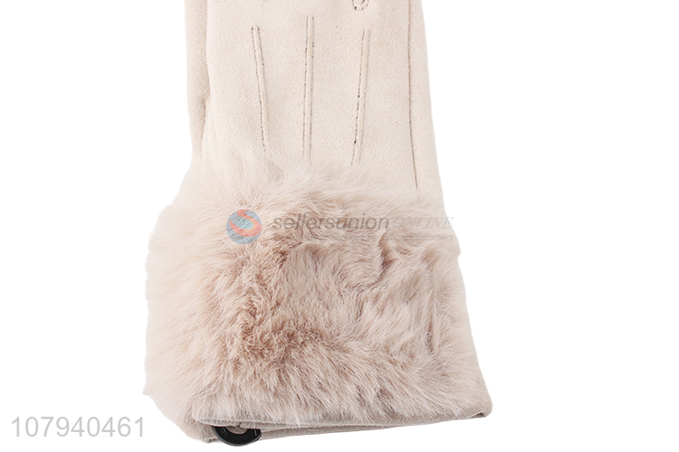 Online wholesale ladies winter gloves faux fur driving cycling gloves