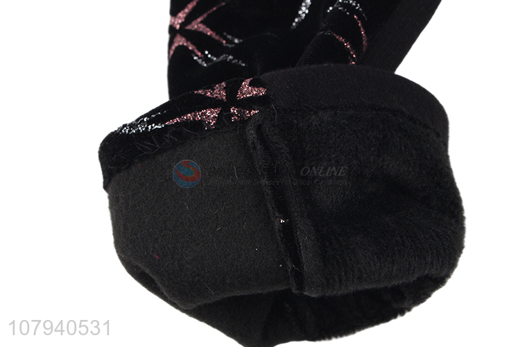 Latest arrival women winter gloves fashion printing suede thermal gloves