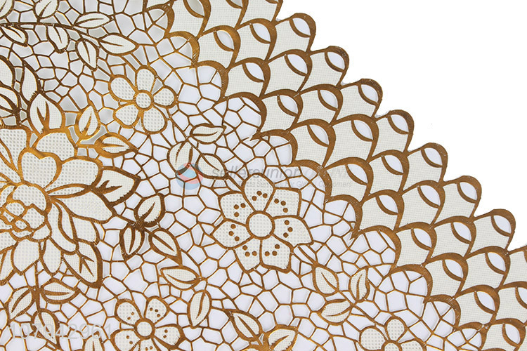 China imports gold pvc pressed vinyl metallic dinning mat doilies