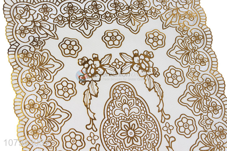 China manufacturer delicate hollowed out gold pvc plastic placemats