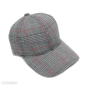 Top selling plaid pattern fashion peaked hat baseball cup for outdoor