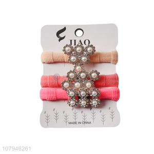 Good wholesale price pearl head rope temperament hair ring for ladies