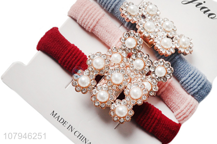 Low price wholesale pearl hair band rubber band ladies hair ring