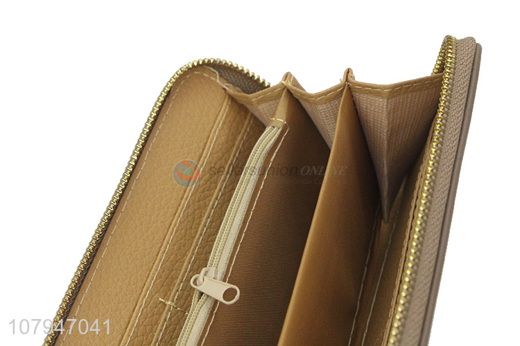 Good price durable long style fashion wallet purse with zipper