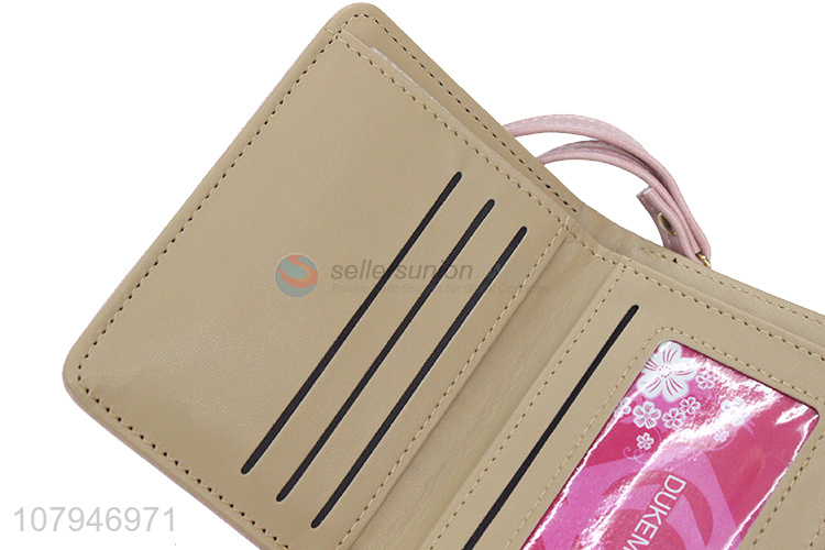 Cheap price pink fashion lady zipper wallet purse with card holder