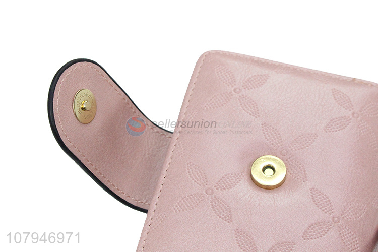 Cheap price pink fashion lady zipper wallet purse with card holder