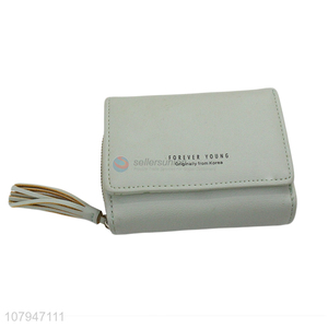 Fashion products mini short style women zipper wallet with tassel