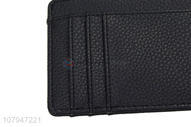 High quality black simple style mini card holder wallet with zipper