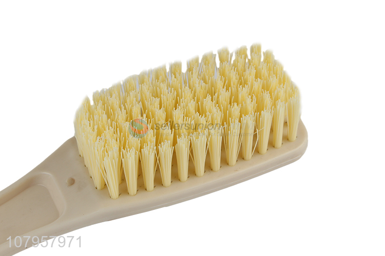 Good quality beige long handle plastic cleaning shoe brush