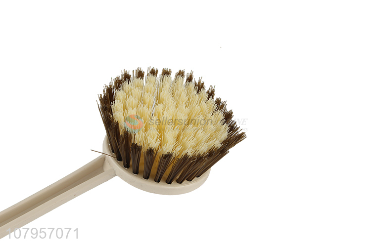 Popular product beige long handle pot brush hanging plastic pot brush