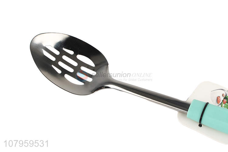 High Quality Stainless Steel Slotted Basting Spoon With Plastic Handle