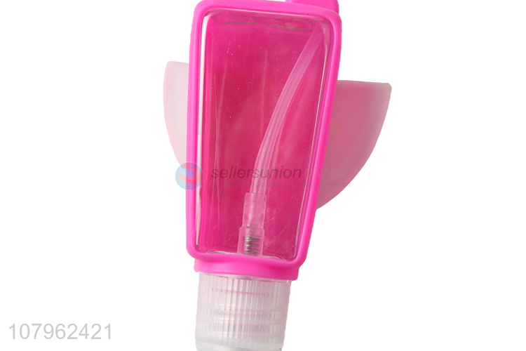 Good quality bpa free hand gel bottle with 3d cartoon silicone holder