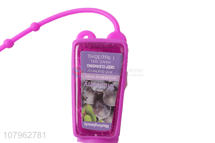 Wholesale blueberry fragrance silicone holder hand sanitizer for children