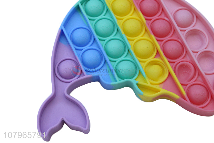 China factory rainbow color dolphins shape push bubble fidget toys for kids