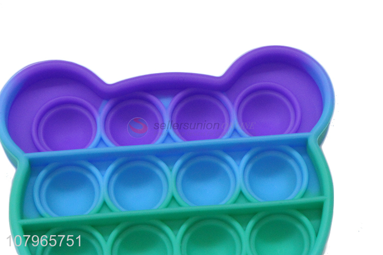 Popular products rainbow color bear shape push bubble fidget toys