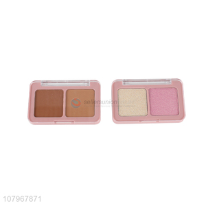 Most popular custom women cosmetic 2color highlight blush palette for sale